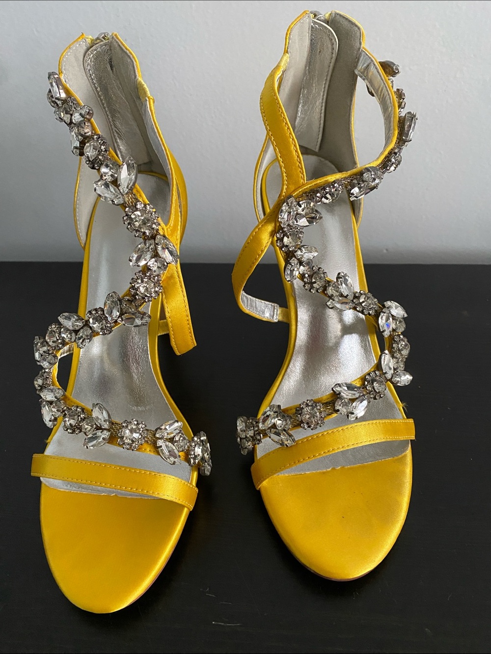 Yellow Jeweled Strappy Women's Sandals